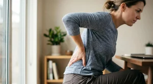 Persona con dolor de espalda siendo atendida en clínica de Madrid